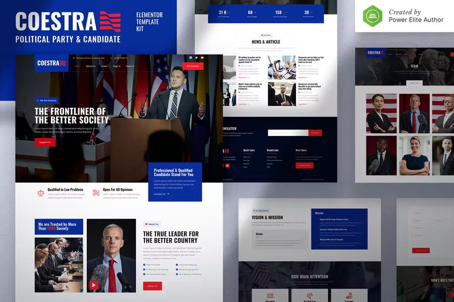 COESTRA – POLITICAL PARTY & CANDIDATE ELEMENTOR TEMPLATE KIT